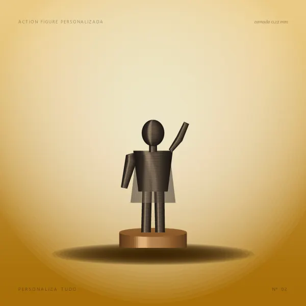 Action Figure Personalizada — contraluz dourado