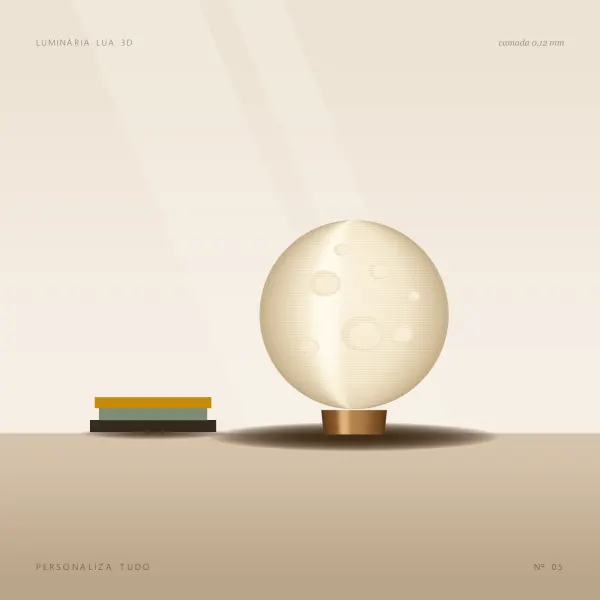 Luminária Lua 3D — no ambiente