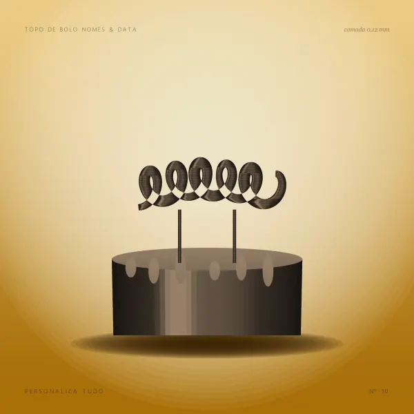 Topo de Bolo Nomes & Data — contraluz dourado