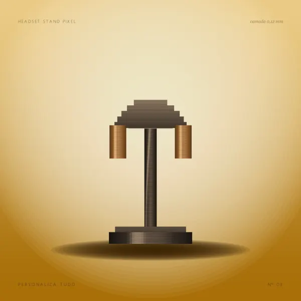 Headset Stand Pixel — contraluz dourado
