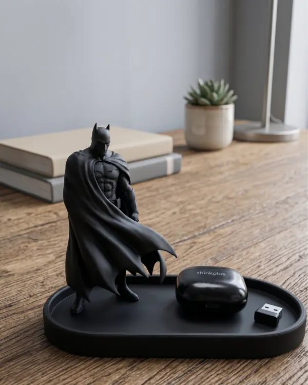 Personagem decorativo em impressão 3D com bandeja organizadora